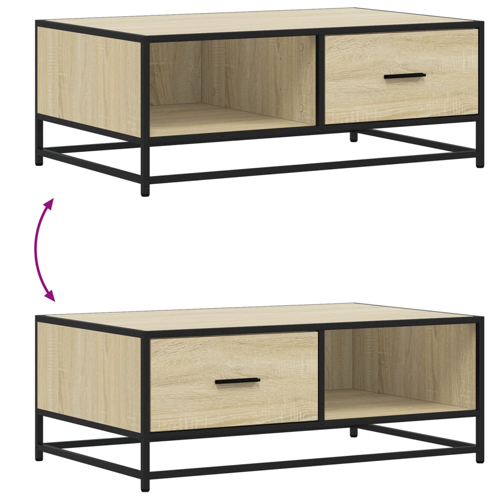 Table basse chêne sonoma 90x57x35 cm bois d’ingénierie et métal - Tables basses