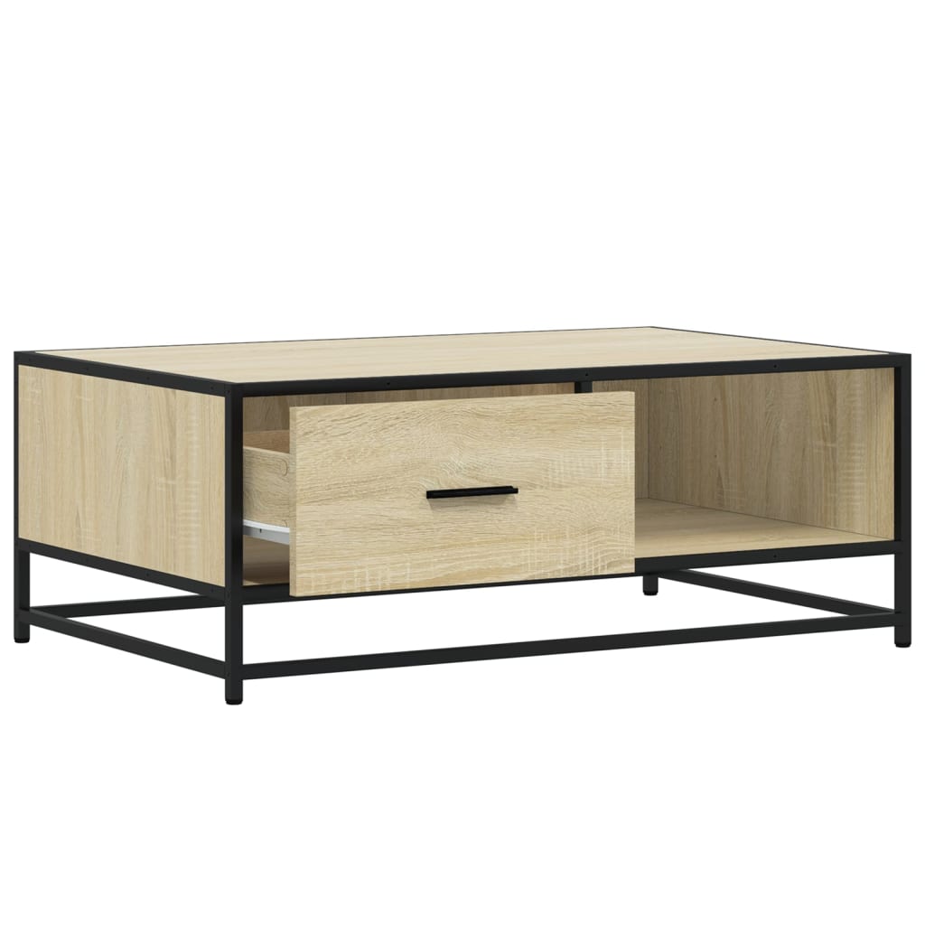 Table basse chêne sonoma 90x57x35 cm bois d’ingénierie et métal - Tables basses