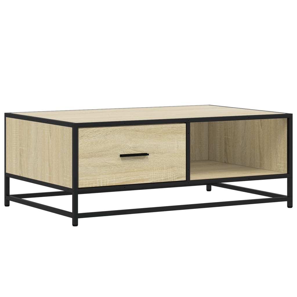 Table basse chêne sonoma 90x57x35 cm bois d’ingénierie et métal - Tables basses