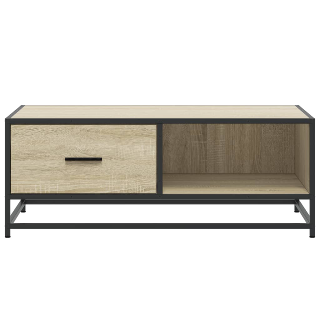Table basse chêne sonoma 90x57x35 cm bois d’ingénierie et métal - Tables basses