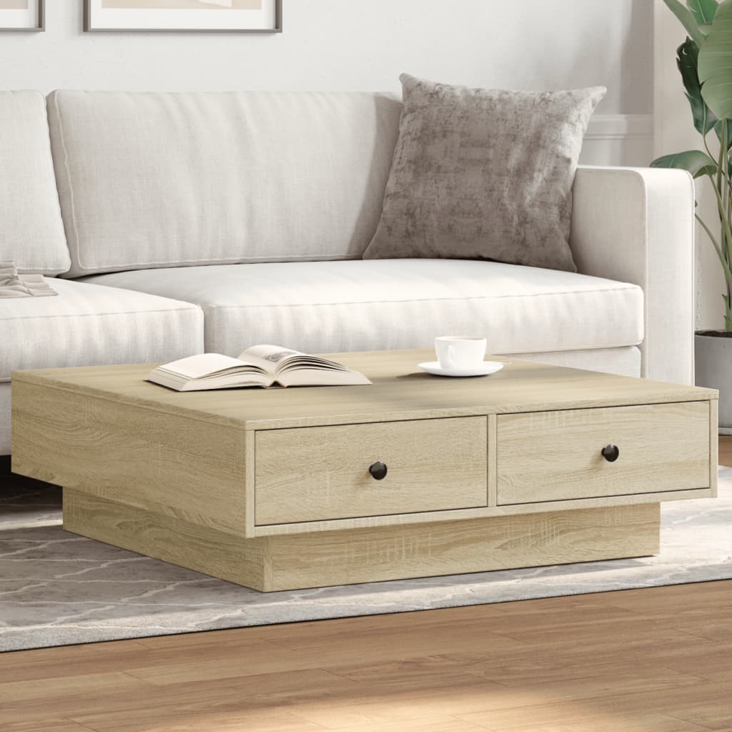 Table basse Chêne sonoma 90x90x28 cm Aggloméré - Tables basses