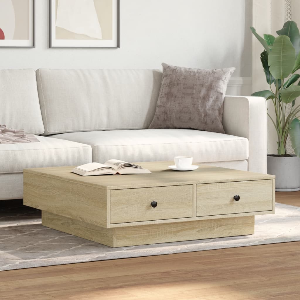 Table basse Chêne sonoma 90x90x28 cm Aggloméré - Tables basses