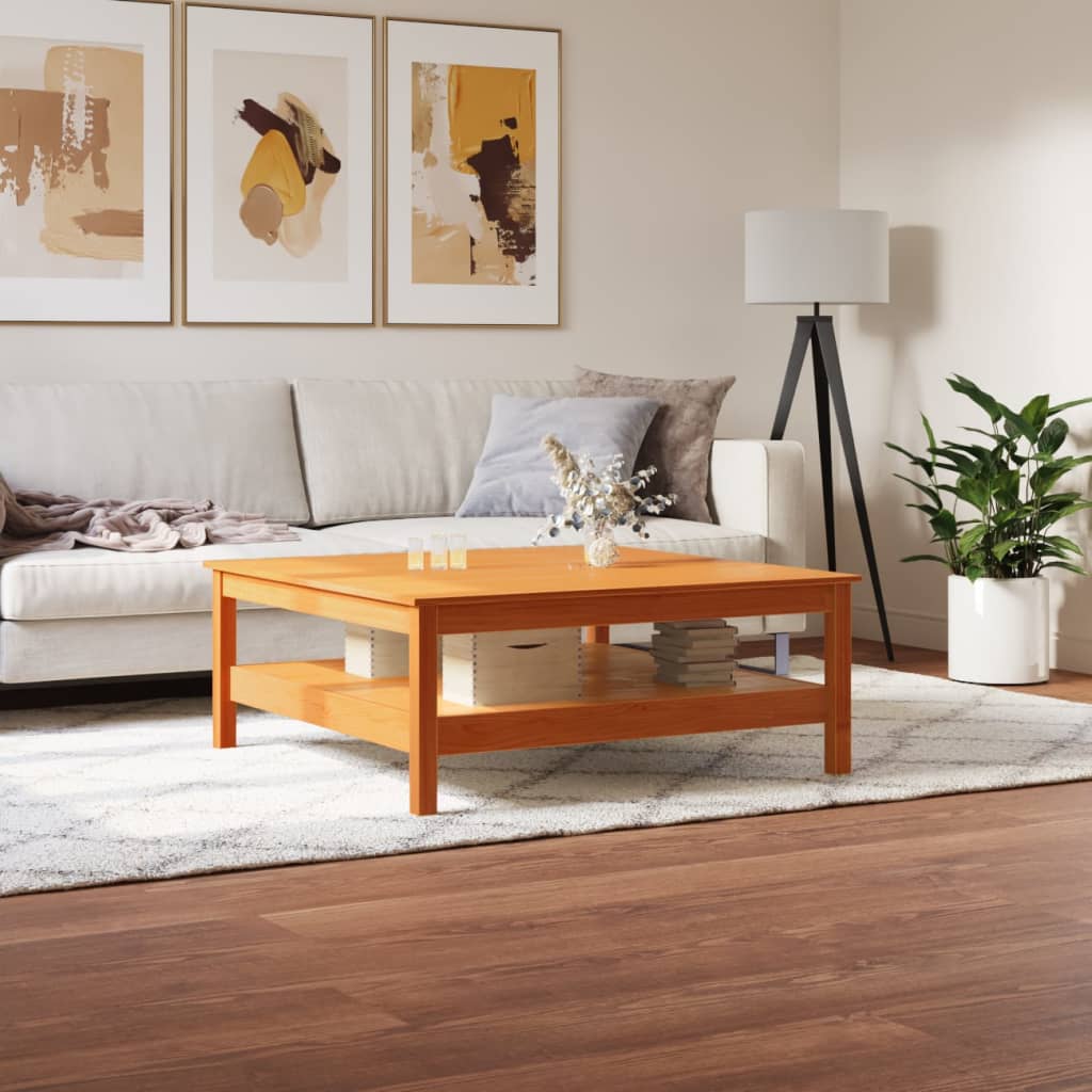 Table basse cire marron 100x100x40 cm bois massif de pin - Tables basses