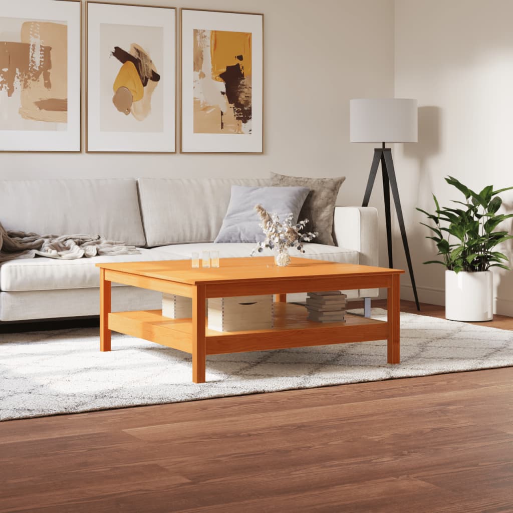 Table basse cire marron 100x100x40 cm bois massif de pin - Tables basses