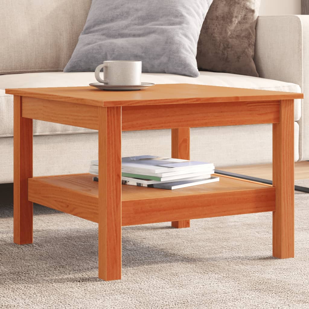 Table basse cire marron 55x55x40 cm bois massif de pin - Tables basses