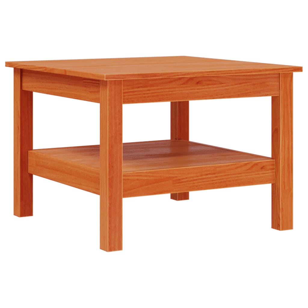 Table basse cire marron 55x55x40 cm bois massif de pin - Tables basses