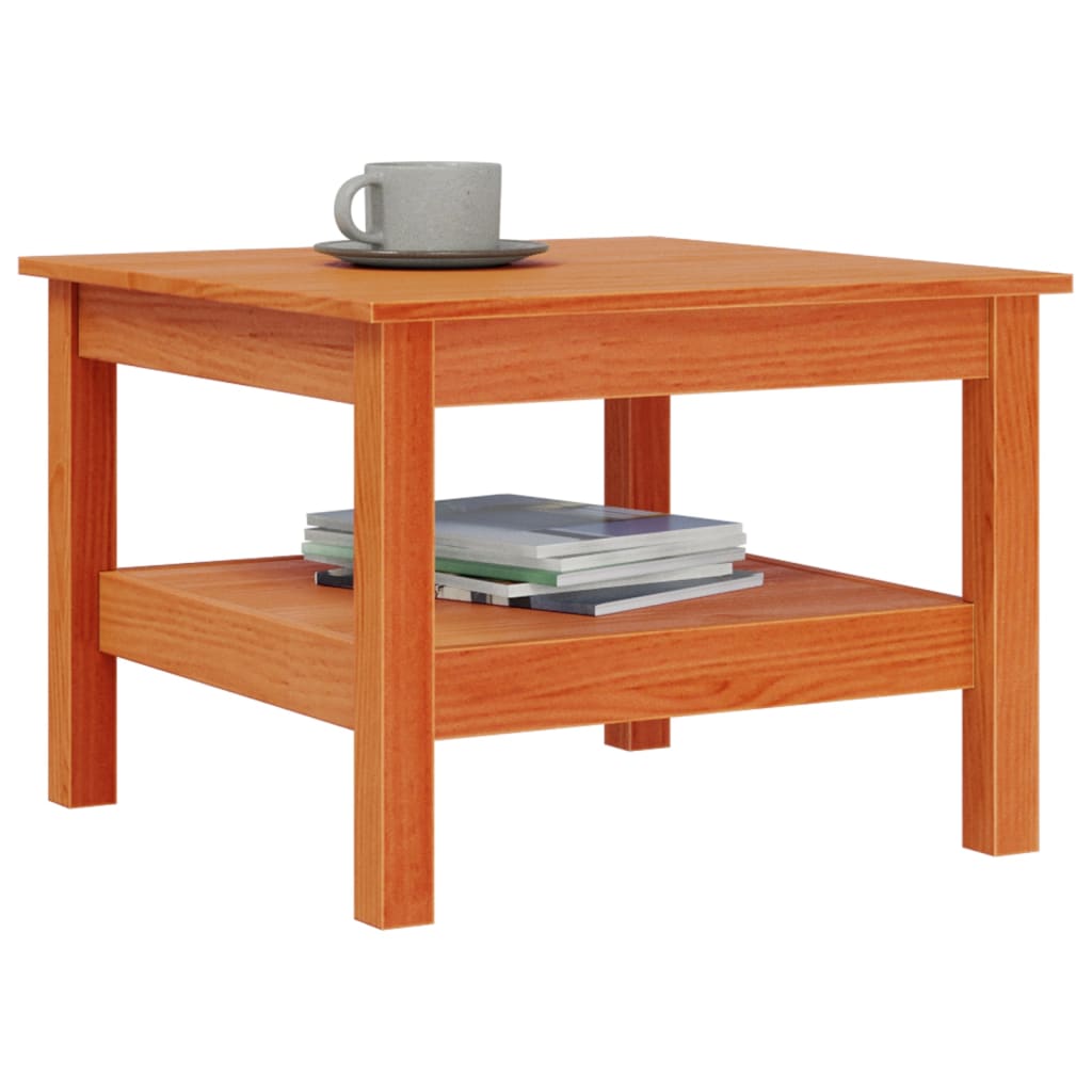 Table basse cire marron 55x55x40 cm bois massif de pin - Tables basses