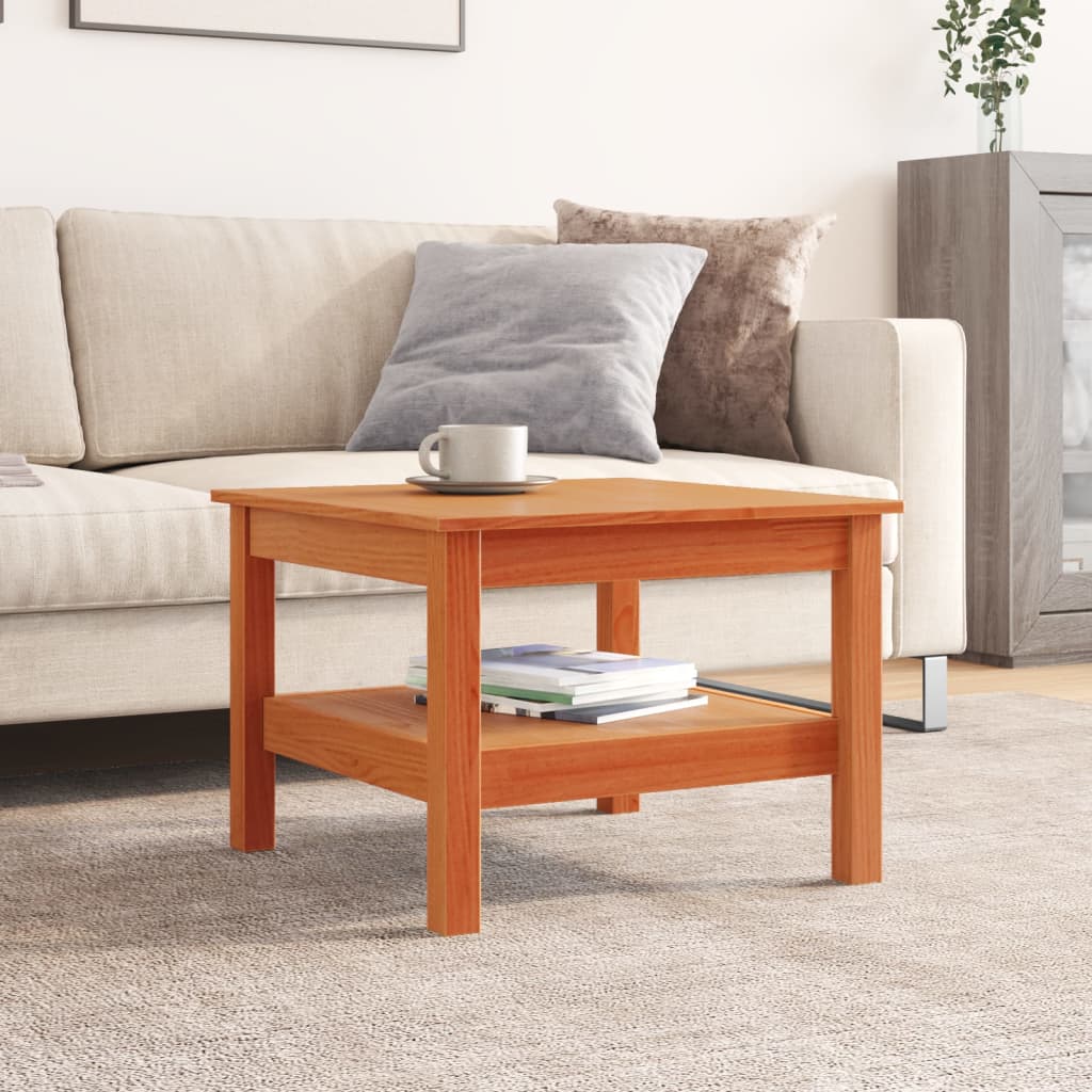Table basse cire marron 55x55x40 cm bois massif de pin - Tables basses