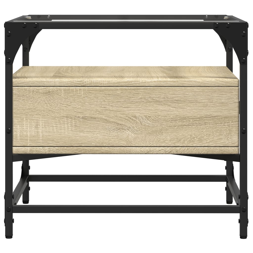 Table basse et dessus en verre chêne sonoma 50x50x45 cm acier - Tables basses