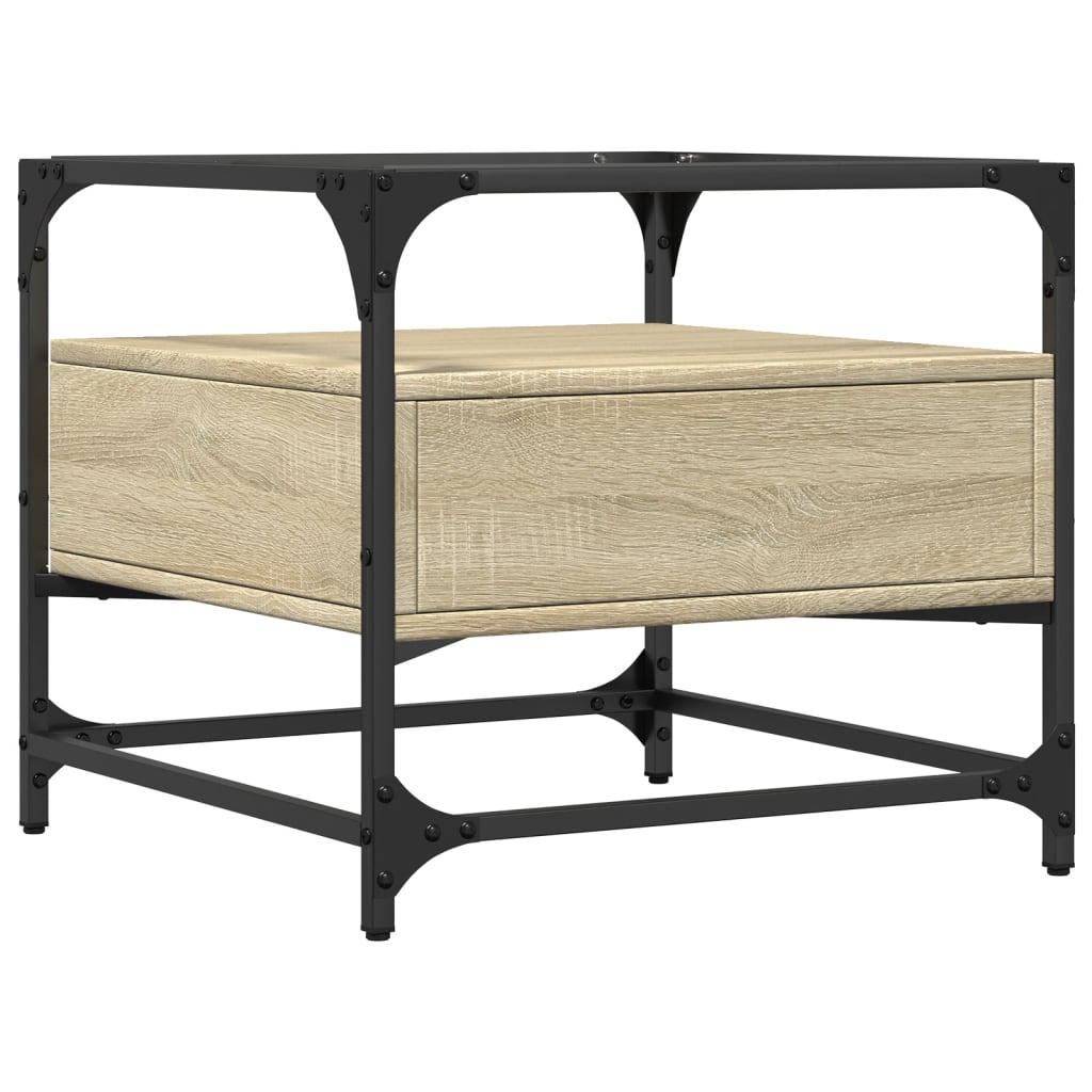 Table basse et dessus en verre chêne sonoma 50x50x45 cm acier - Tables basses