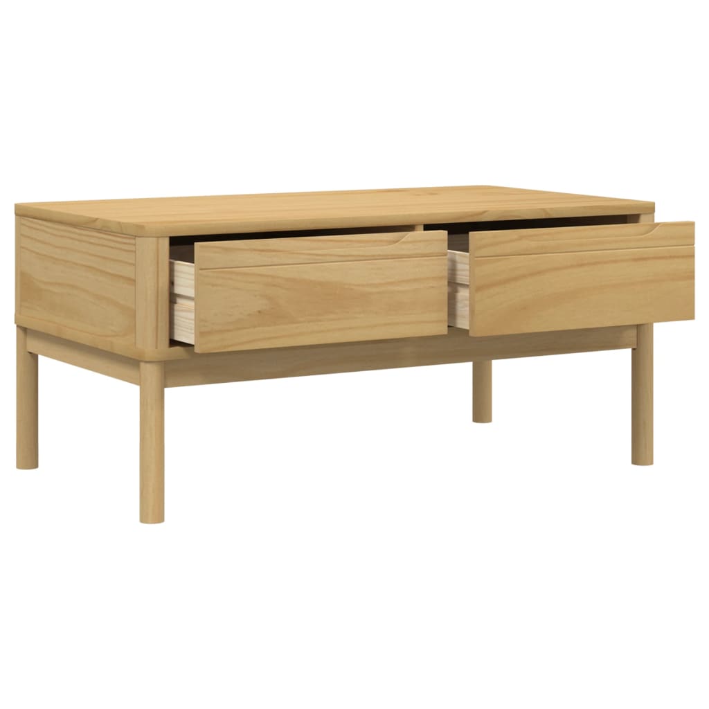 Table basse FLORO cire marron 99x55,5x45 cm bois massif de pin - Tables basses