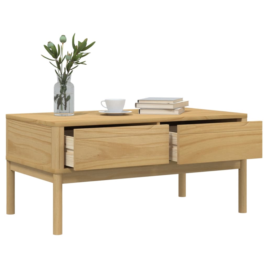 Table basse FLORO cire marron 99x55,5x45 cm bois massif de pin - Tables basses