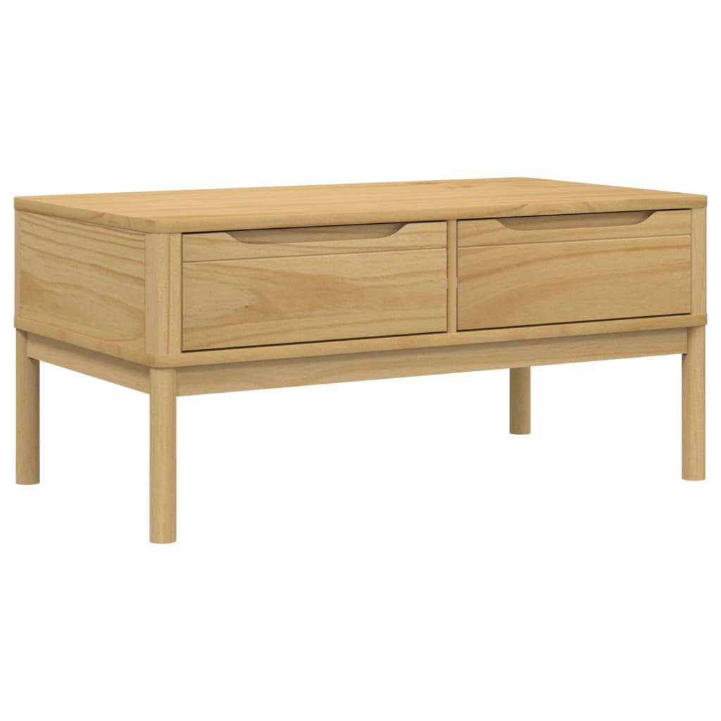 Table basse FLORO cire marron 99x55,5x45 cm bois massif de pin - Tables basses
