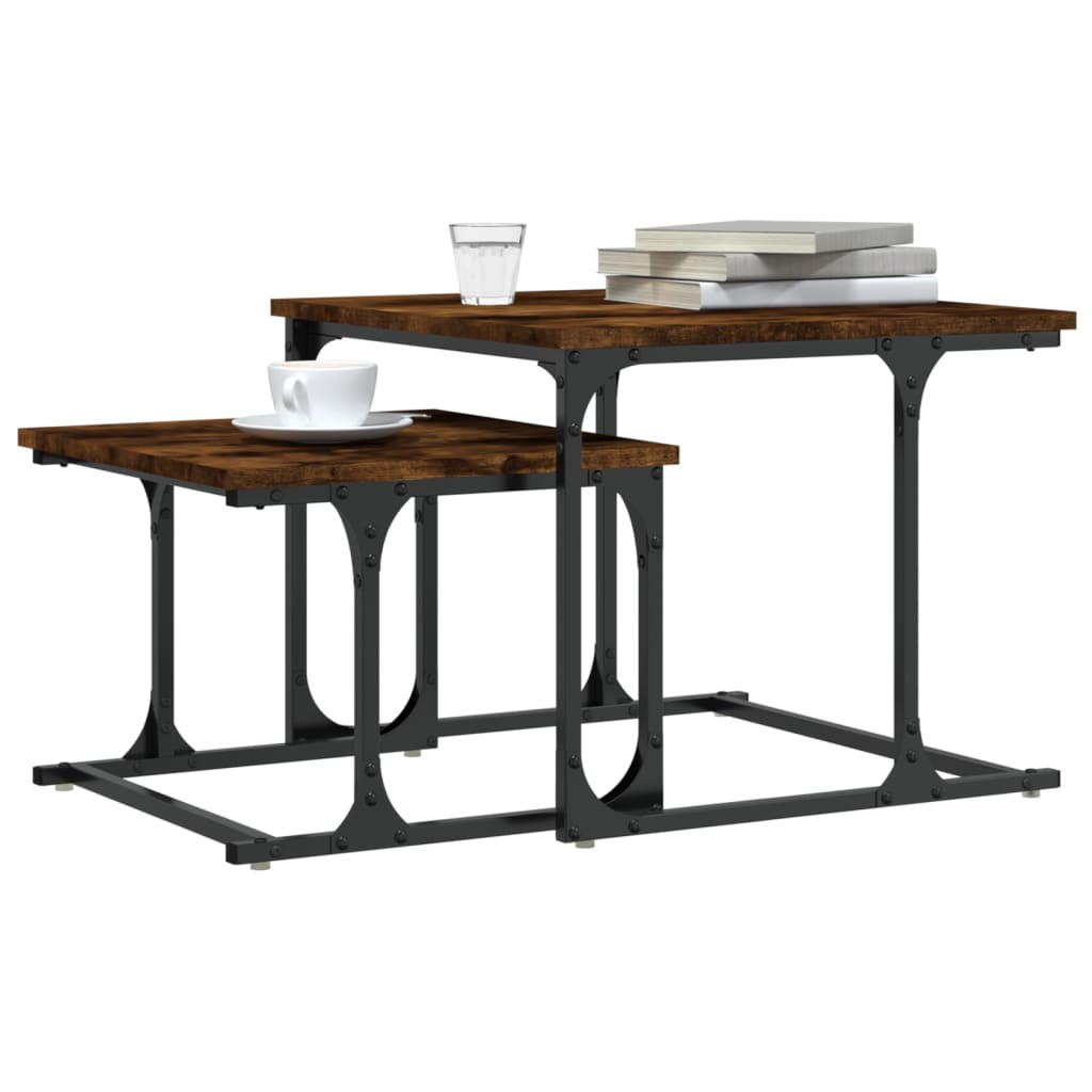 Table basse gigogne 2 pcs chêne fumé bois d’ingénierie - Tables basses