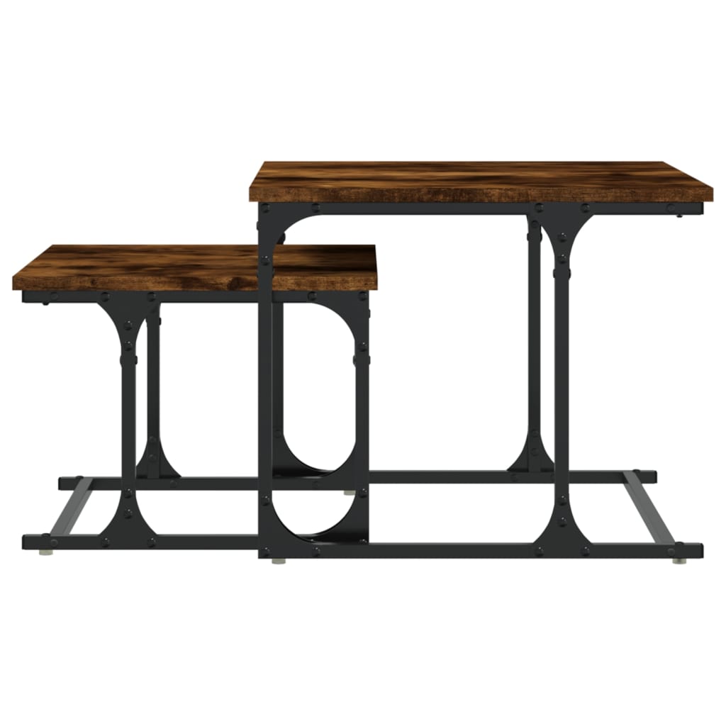 Table basse gigogne 2 pcs chêne fumé bois d’ingénierie - Tables basses