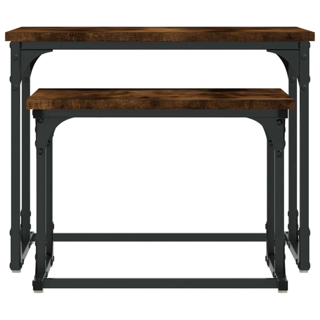 Table basse gigogne 2 pcs chêne fumé bois d’ingénierie - Tables basses