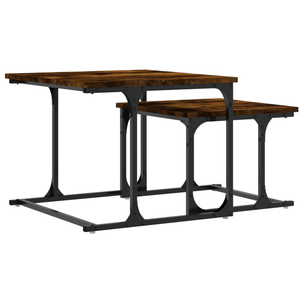 Table basse gigogne 2 pcs chêne fumé bois d’ingénierie - Tables basses