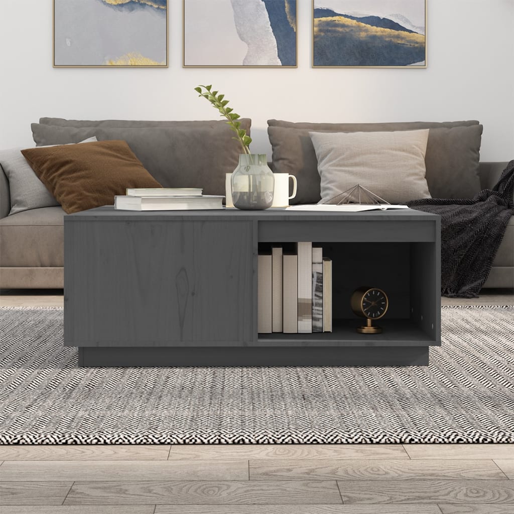 Table basse Gris 100x101x40,5 cm Bois massif de pin - Tables basses