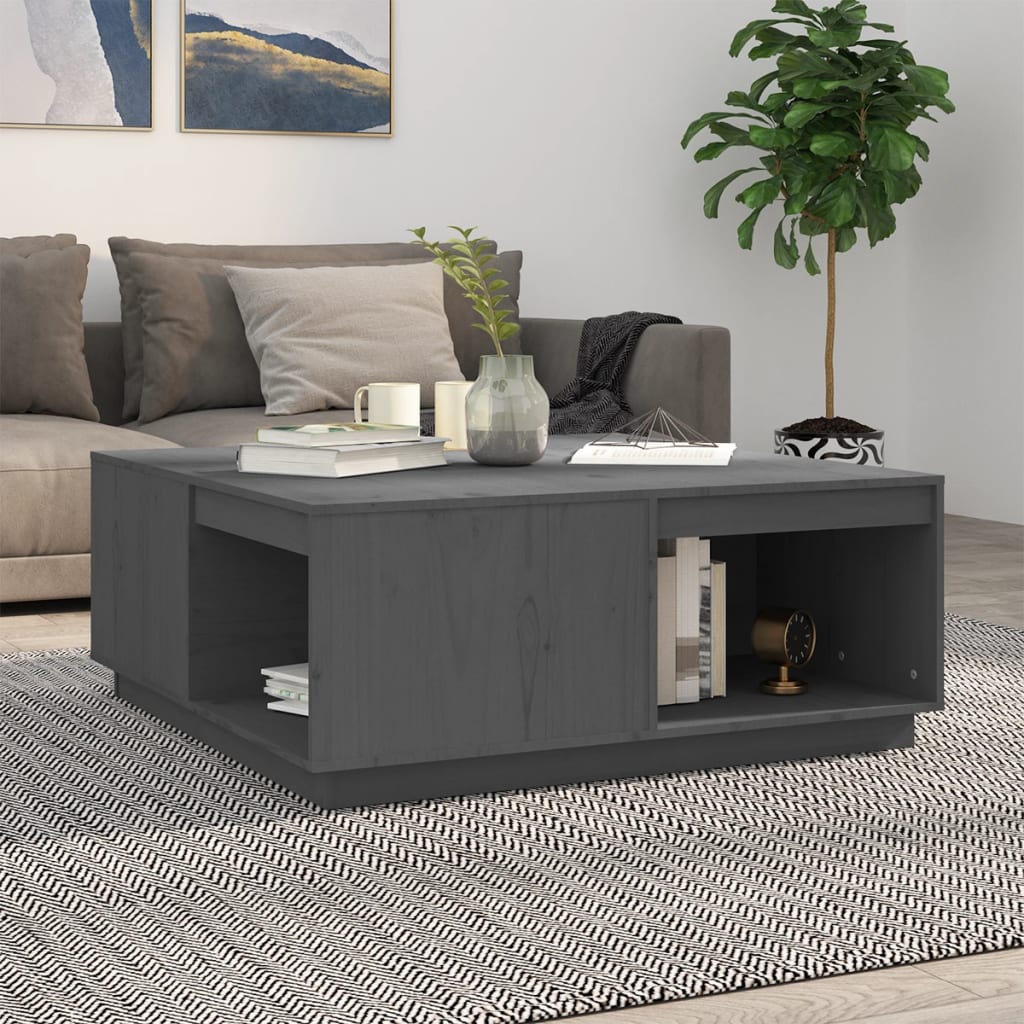 Table basse Gris 100x101x40,5 cm Bois massif de pin - Tables basses