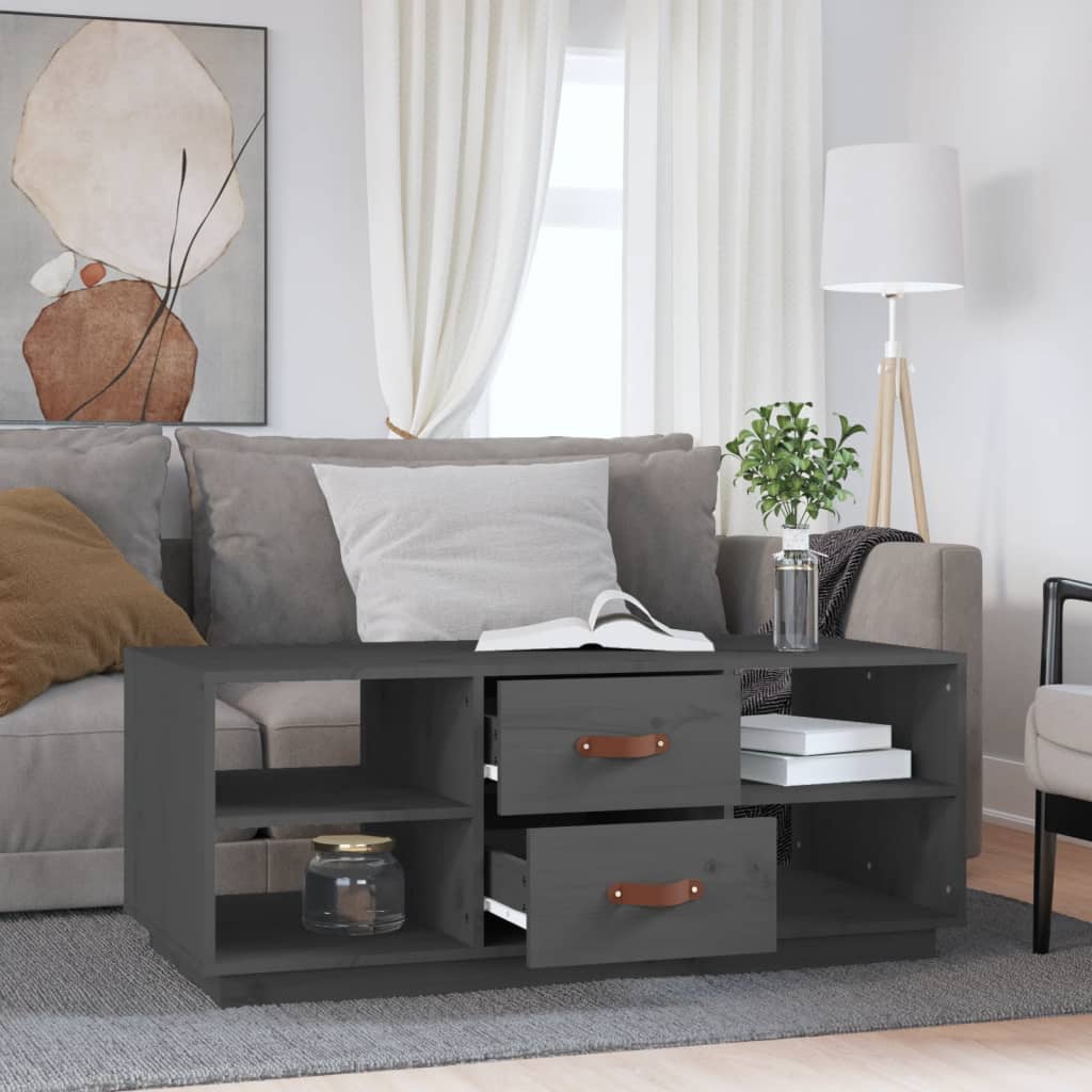 Table basse Gris 100x50x41 cm Bois massif de pin - Tables basses