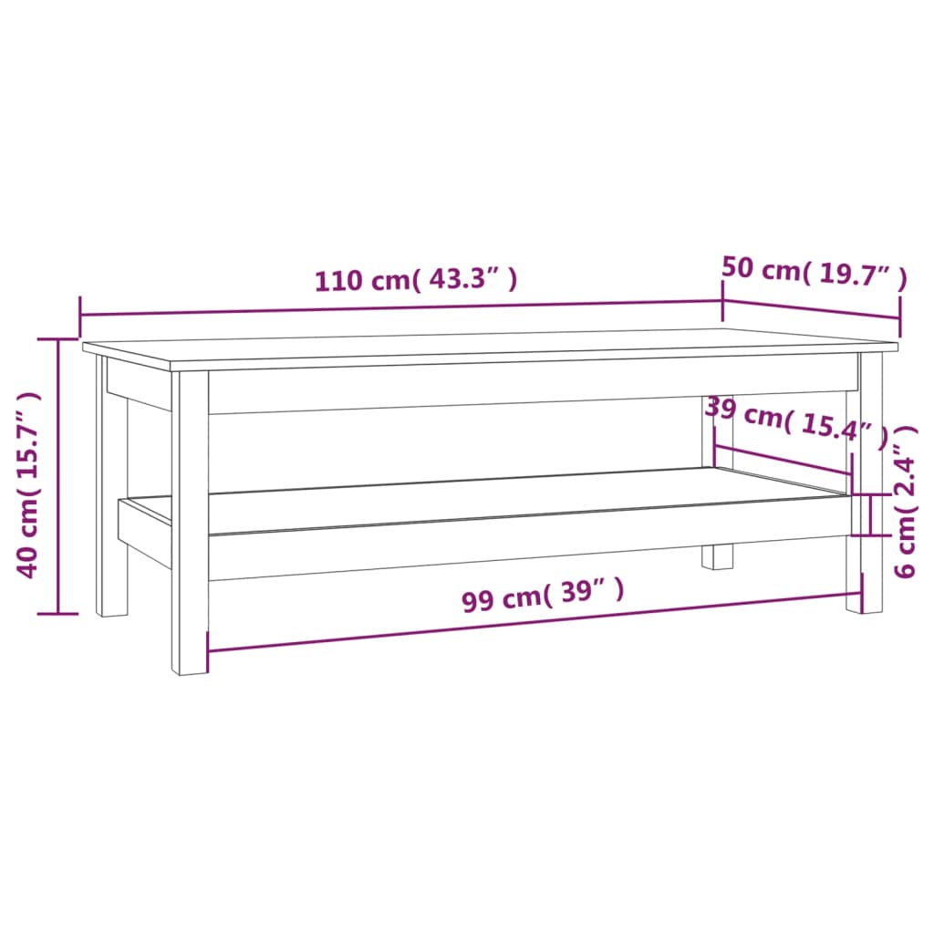 Table basse Gris 110x50x40 cm Bois massif de pin - Tables basses