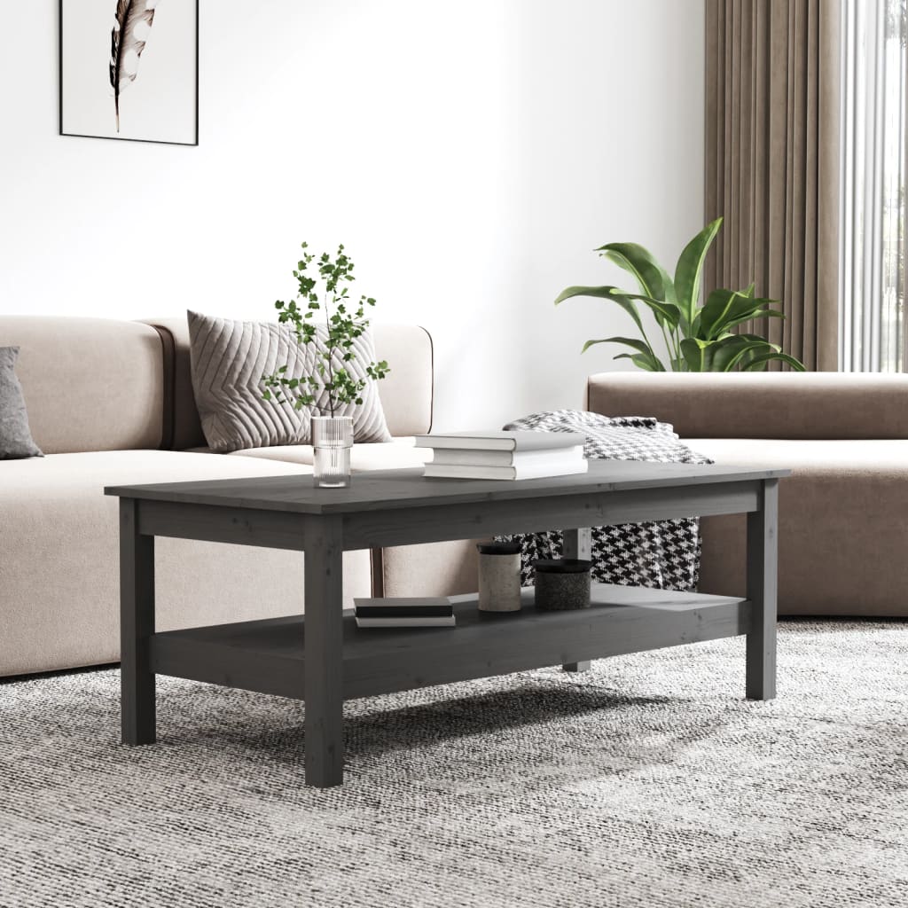 Table basse Gris 110x50x40 cm Bois massif de pin - Tables basses