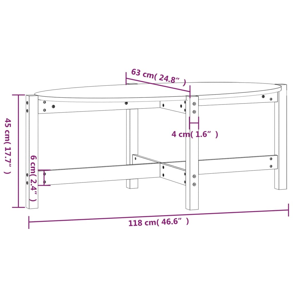 Table basse Gris 118x63x45 cm Bois massif de pin - Tables basses