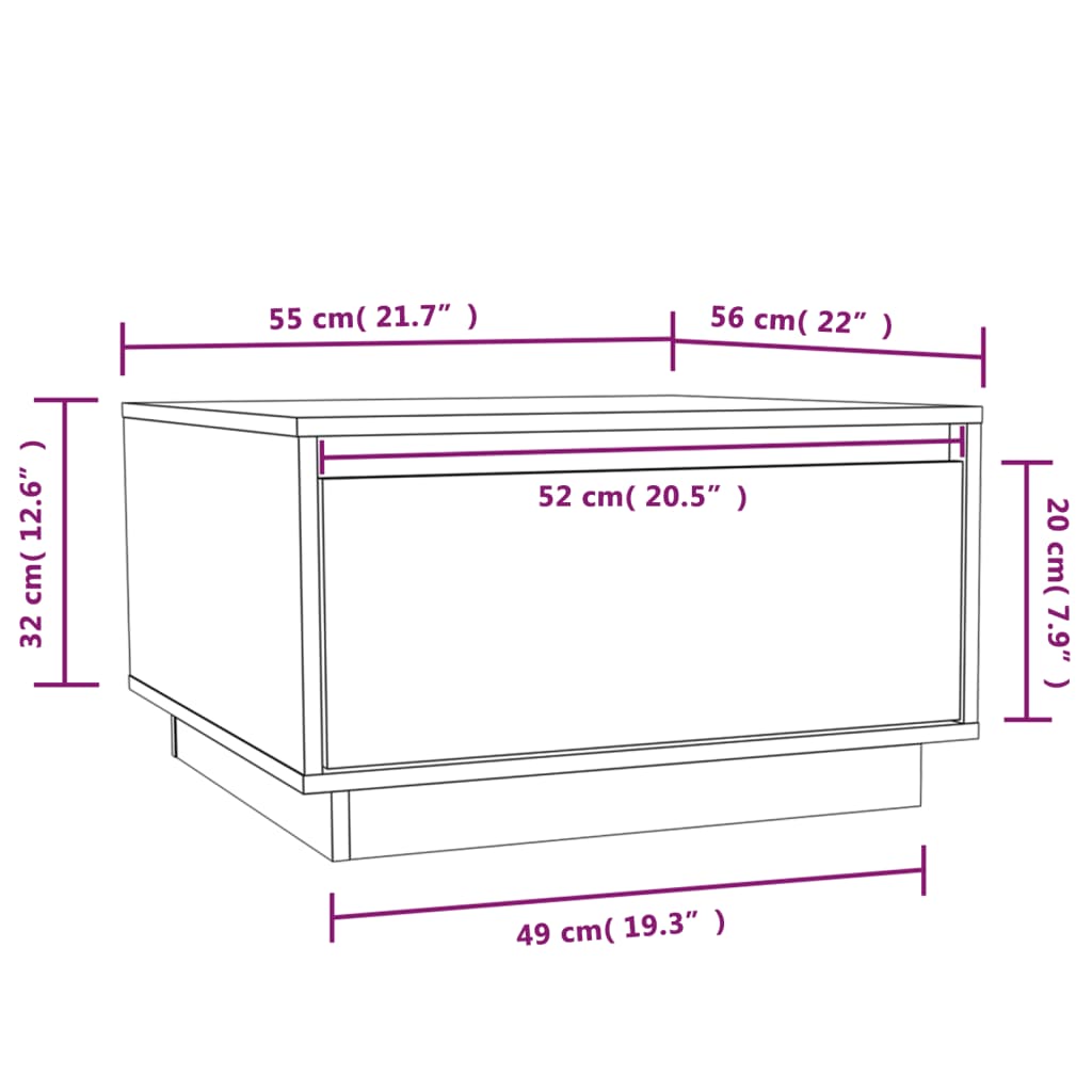 Table basse Gris 55x56x32 cm Bois massif de pin - Tables basses