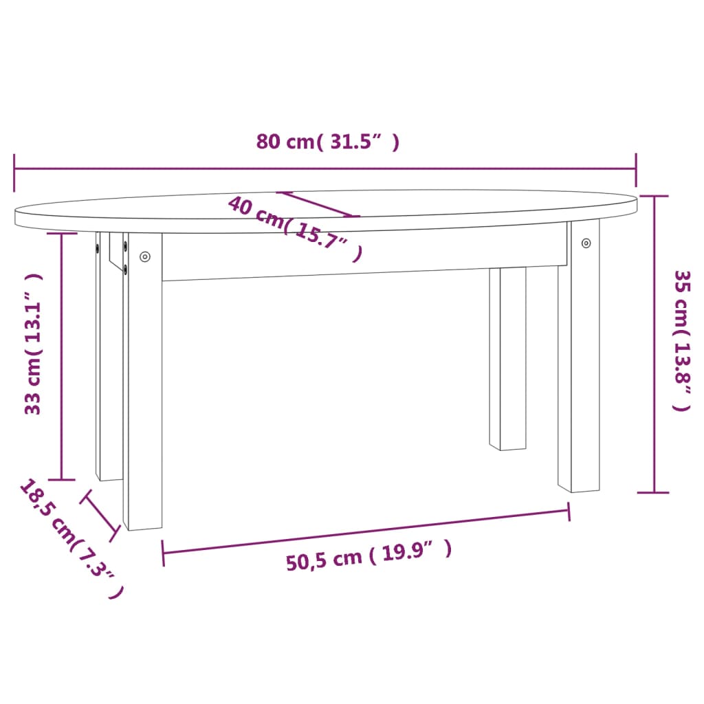 Table basse Gris 80x40x35 cm Bois massif de pin - Tables basses