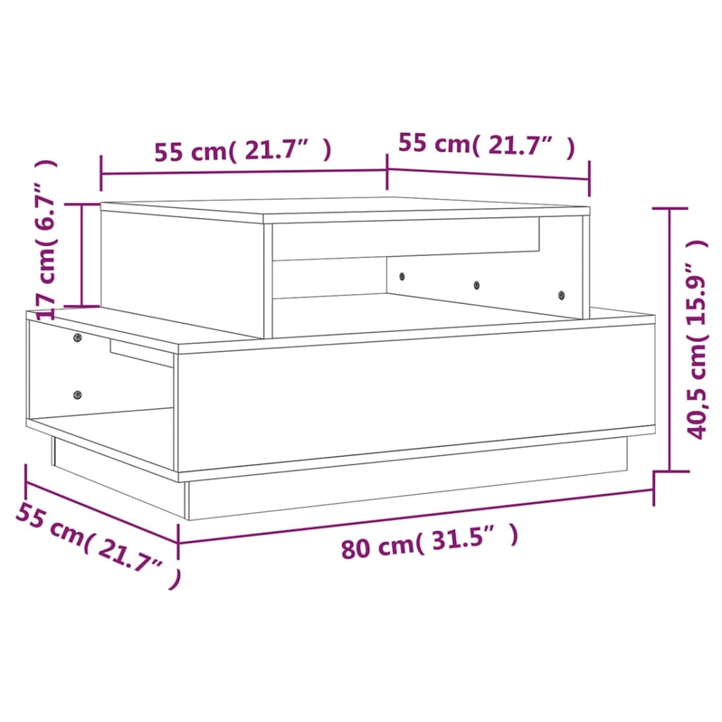 Table basse Gris 80x55x40,5 cm Bois massif de pin - Tables basses