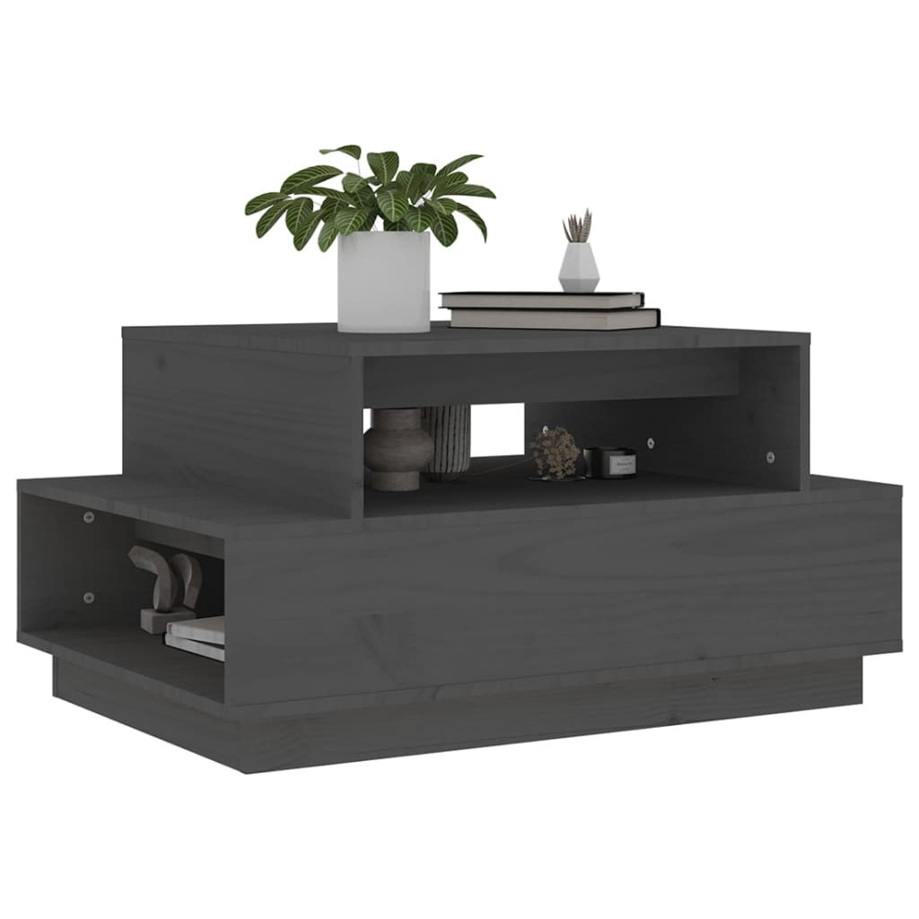 Table basse Gris 80x55x40,5 cm Bois massif de pin - Tables basses