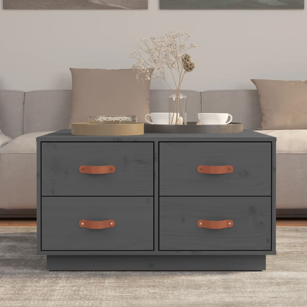 Table basse Gris 80x80x45 cm Bois massif de pin - Tables basses