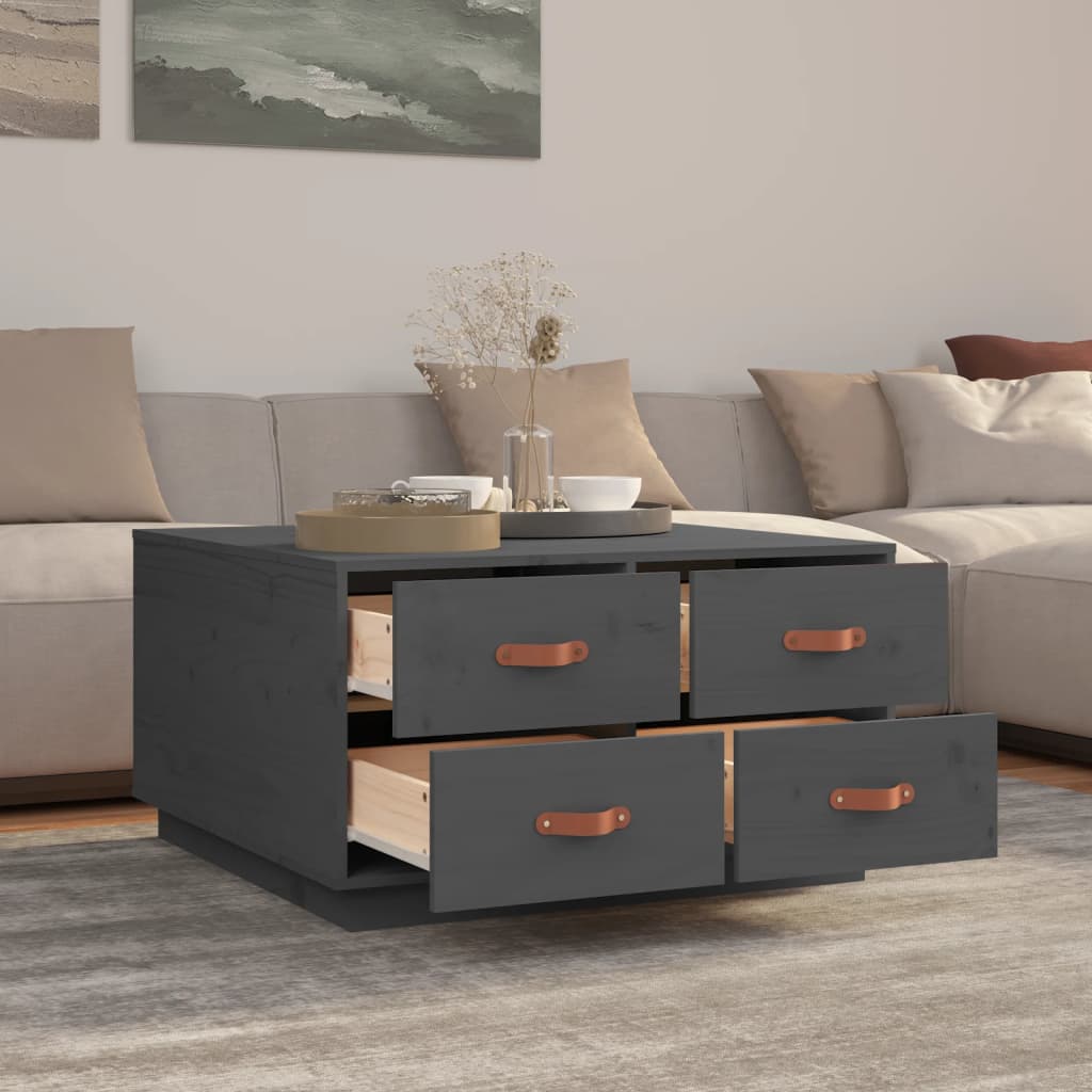 Table basse Gris 80x80x45 cm Bois massif de pin - Tables basses