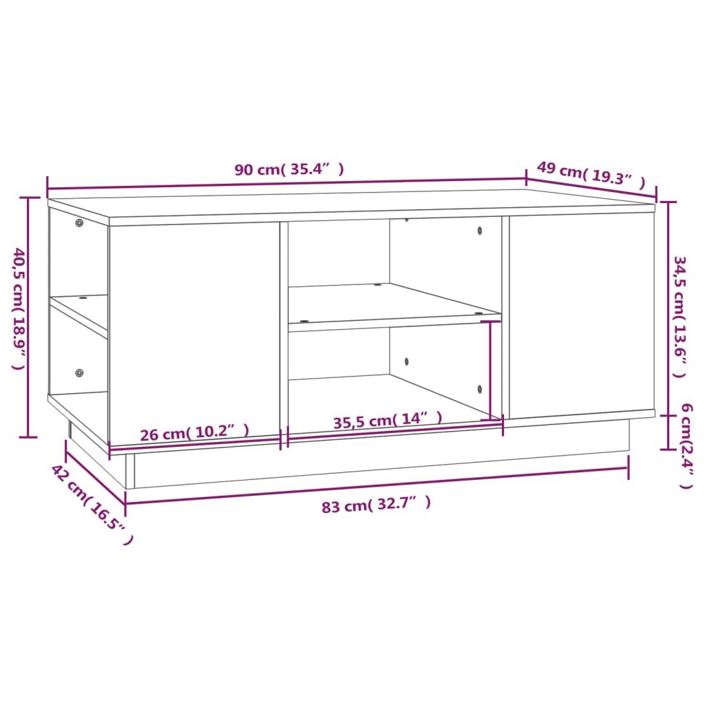 Table basse Gris 90x49x40,5 cm Bois massif de pin - Tables basses