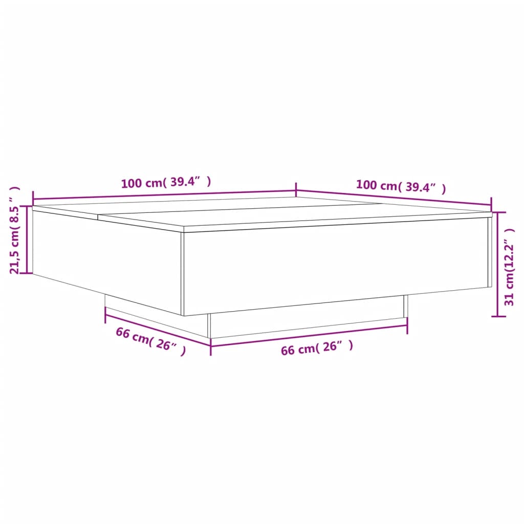 Table basse gris béton 100x100x31 cm bois d’ingénierie - Tables basses