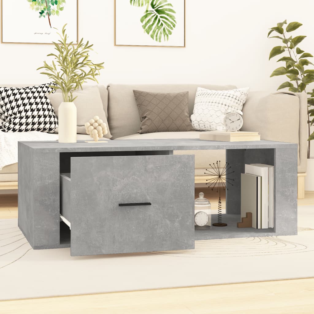 Table basse Gris béton 100x50,5x35 cm Bois d’ingénierie - Tables basses