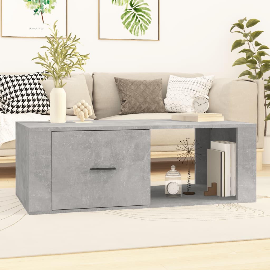 Table basse Gris béton 100x50,5x35 cm Bois d’ingénierie - Tables basses