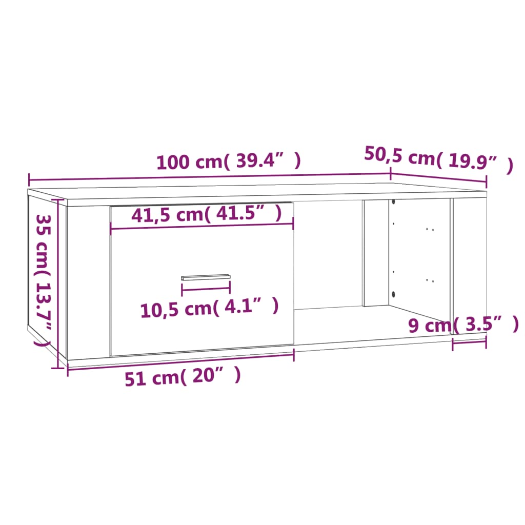 Table basse Gris béton 100x50,5x35 cm Bois d’ingénierie - Tables basses