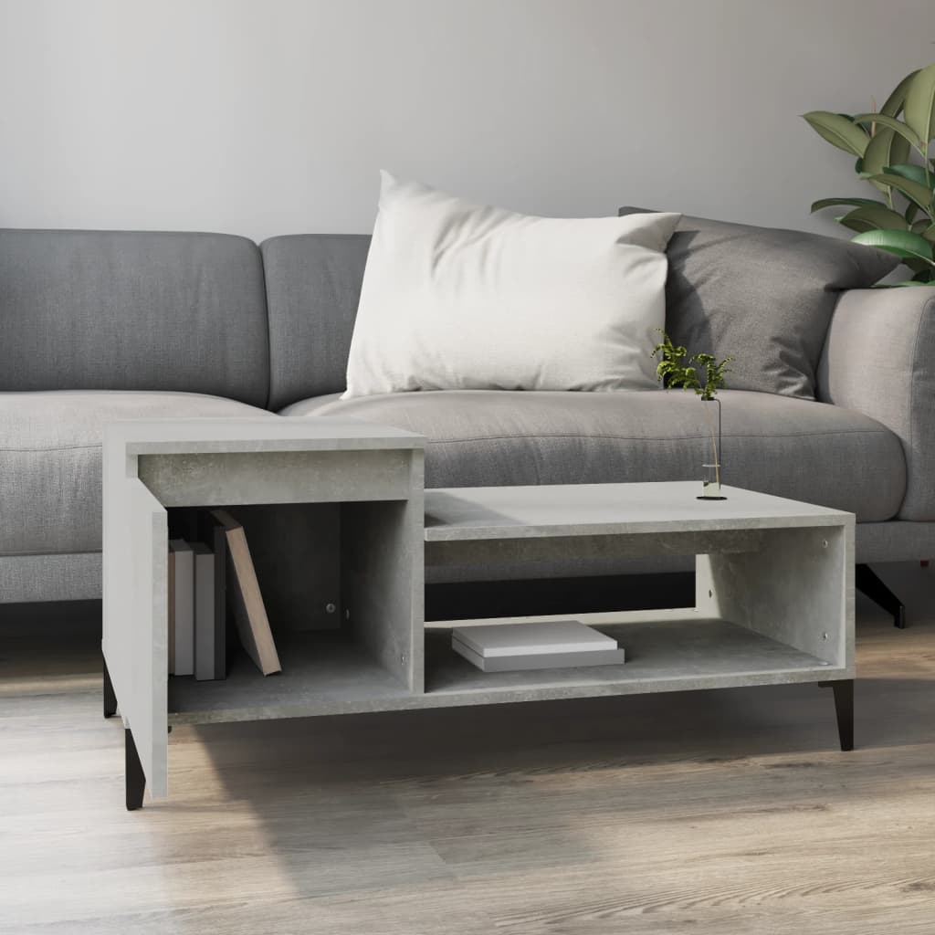 Table basse Gris béton 100x50x45 cm Bois d’ingénierie - Tables basses