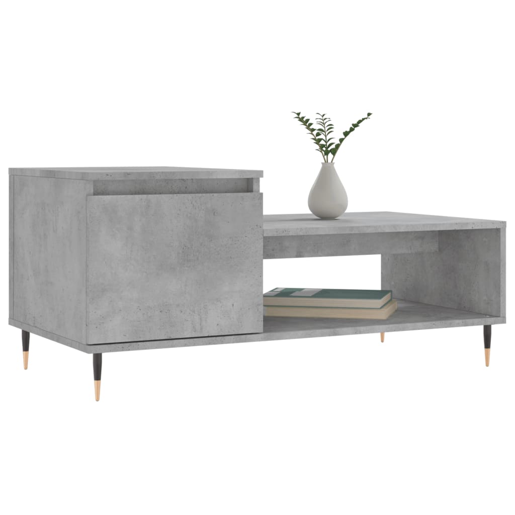 Table basse Gris béton 100x50x45 cm Bois d’ingénierie - Tables basses