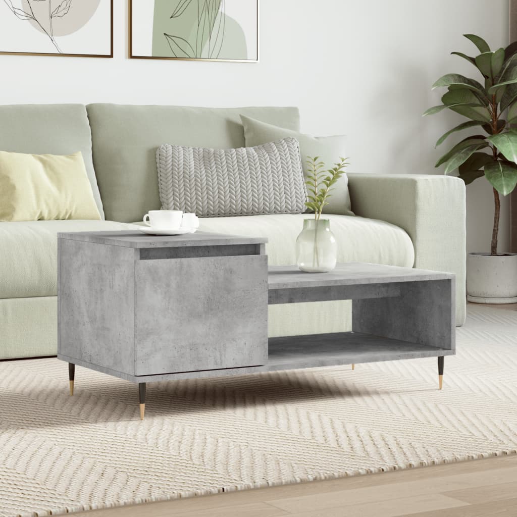 Table basse Gris béton 100x50x45 cm Bois d’ingénierie - Tables basses