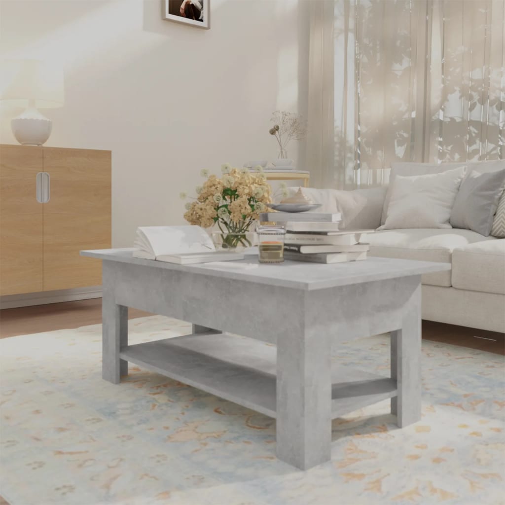 Table basse gris béton 102x55x42 cm bois d’ingénierie - Tables basses