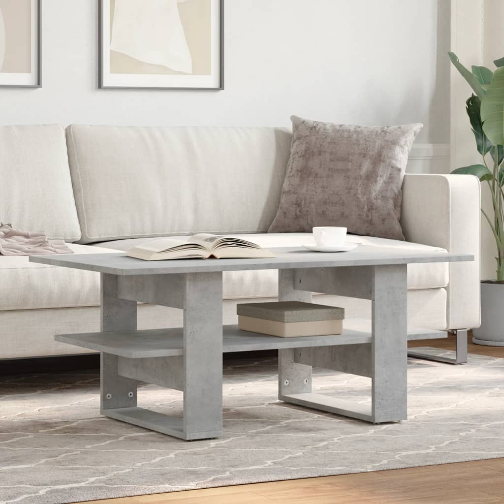 Table basse gris béton 102x55x42 cm bois d’ingénierie - Tables basses