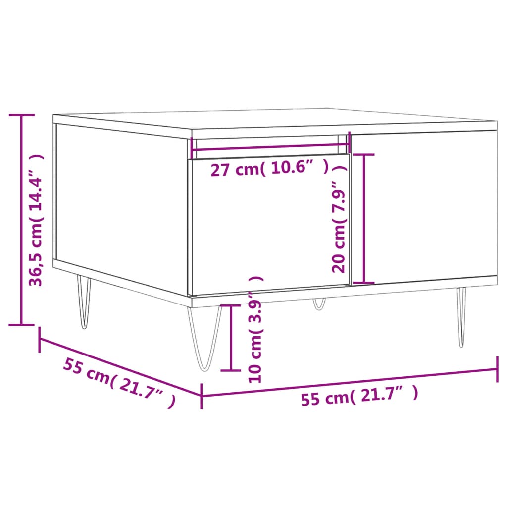 Table basse gris béton 55x55x36,5 cm bois d’ingénierie - Tables basses