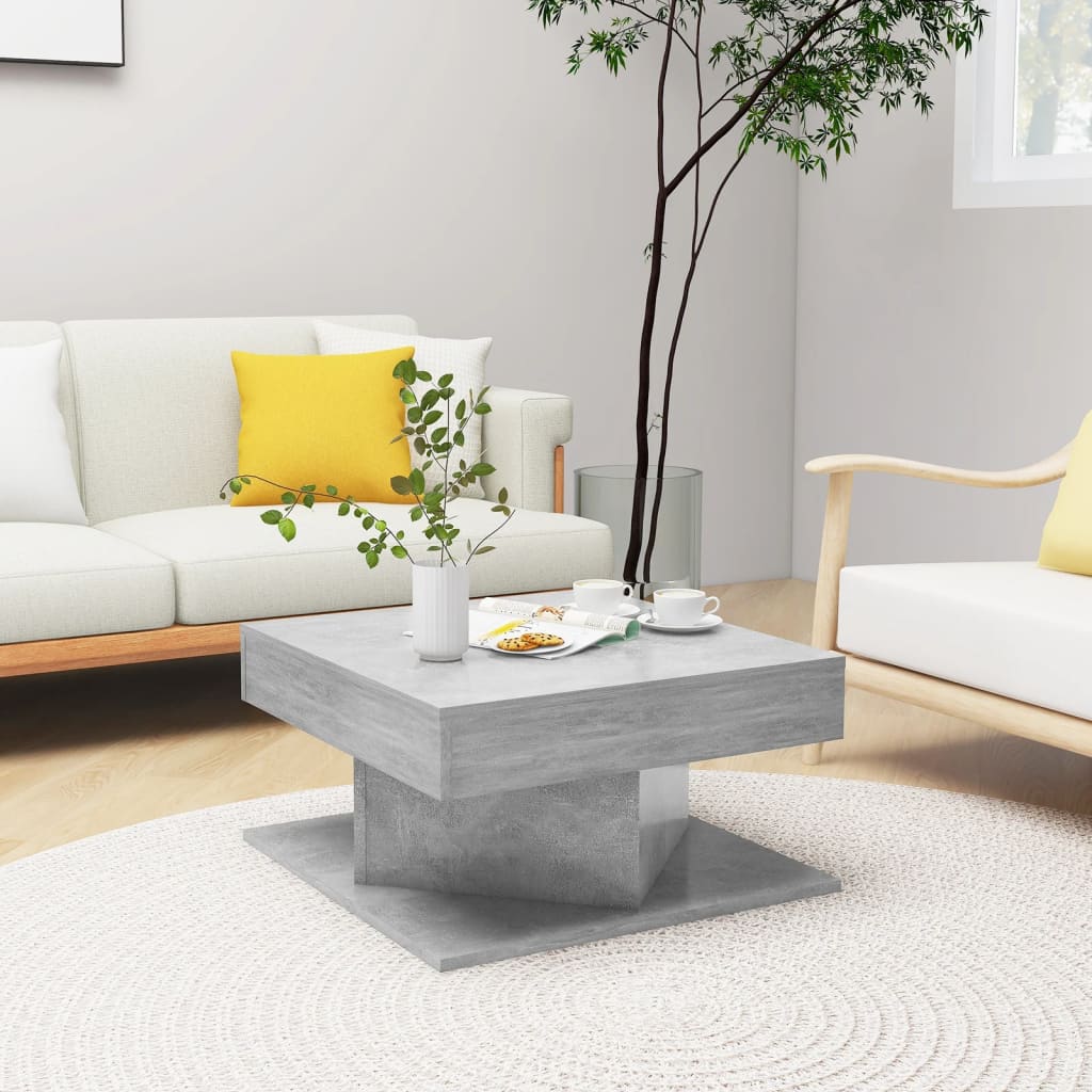 Table basse Gris béton 57x57x30 cm Bois d’ingénierie - Tables basses