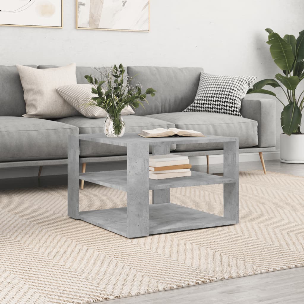 Table basse gris béton 59,5x59,5x40 cm bois d’ingénierie - Tables basses