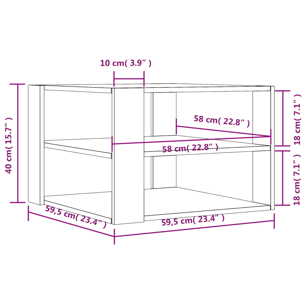 Table basse gris béton 59,5x59,5x40 cm bois d’ingénierie - Tables basses