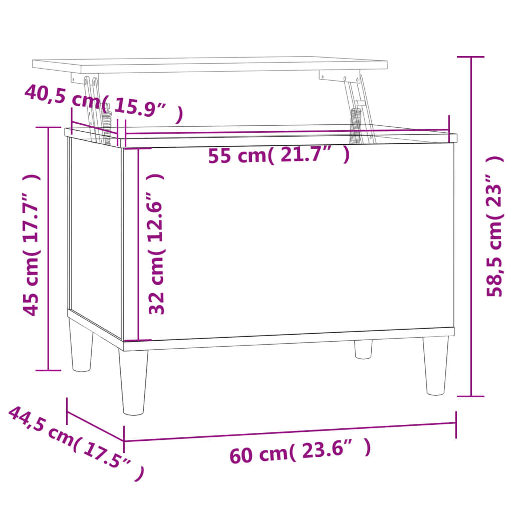 Table basse Gris béton 60x44,5x45 cm Bois d’ingénierie - Tables basses