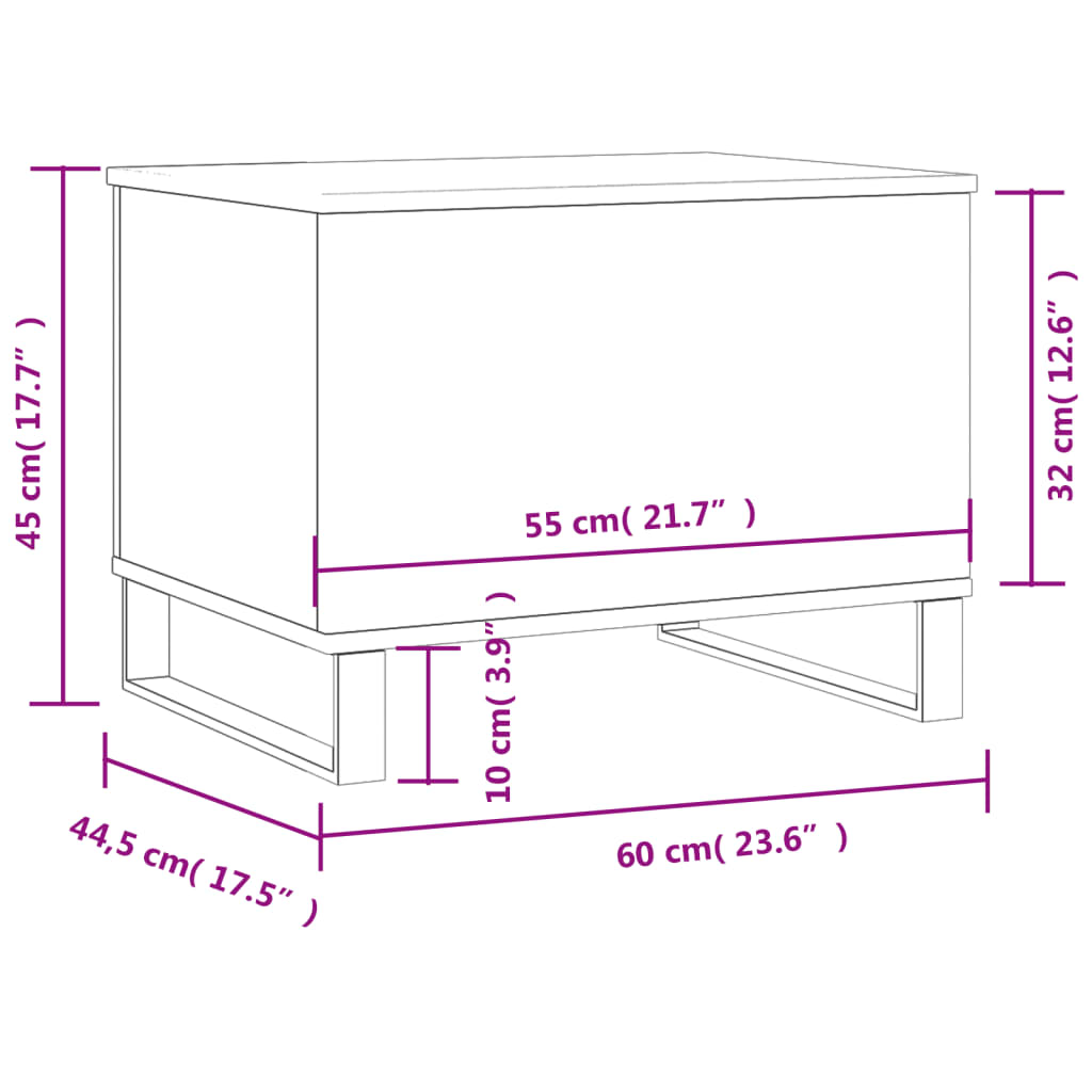 Table basse Gris béton 60x44,5x45 cm Bois d’ingénierie - Tables basses