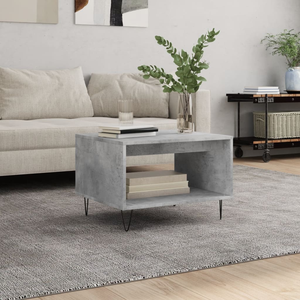 Table basse gris béton 60x50x40 cm bois d’ingénierie - Tables basses